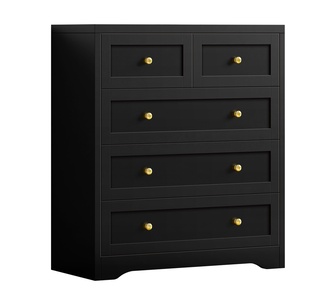 Ayven Black Chest of 5 Drawers
