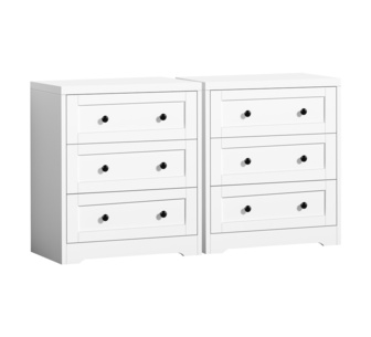 Set of 2 Ayven White Chest of 3 Drawers