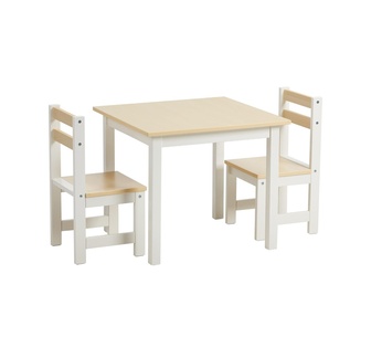 Azelie White Natural Kids Table and Chairs Set
