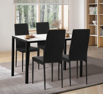Azriel 4 Seater Black Rectangle Dining Table Set