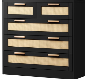 Azrin Black Chest of 5 Drawers