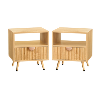 Set of 2 Baggins 1 Drawer Wood Bedside Tables