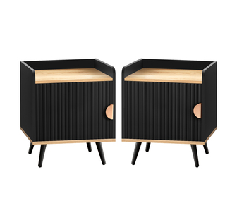 Set of 2 Baggins 1 Door Black Bedside Tables