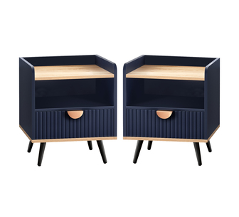 Set of 2 Baggins 1 Drawer Blue Bedside Tables