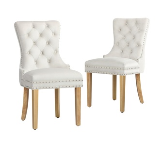Set of 2 Bahan Beige Velvet Dining Chair