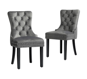 Set of 2 Bahan Grey Velvet Dining Chair