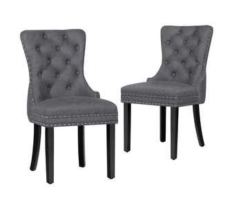Set of 2 Bahan Grey Fabric Dining Chair
