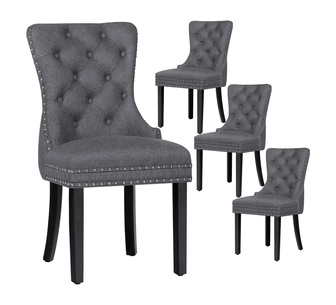 Set of 4 Bahan Grey Fabric Dining Chair