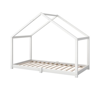 Bambie Single White Pine Wood House Kids Bed Frame