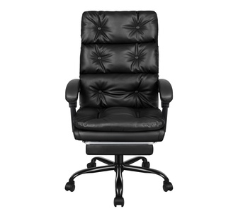 Basmali Black PU Office Chair with Footrest