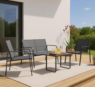 Bawley 4 Piece Outdoor Lounge Set Charcoal