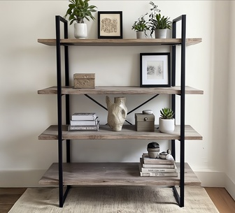 Zobel 4-Tier Oak Bookshelf