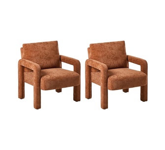Set of 2 Sobel Orange Velvet Armchair