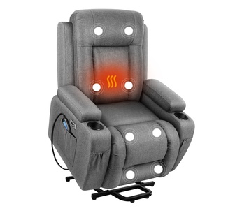 Beldor Grey Lift Heated Massage Recliner Chair