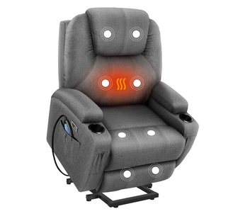 Berry Grey Lift Heated Massage Recliner Chair