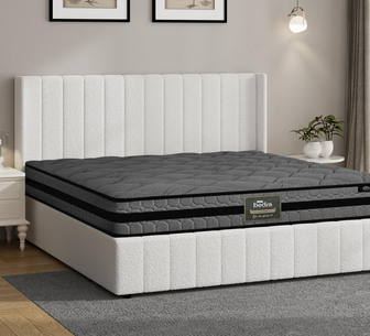 Blair Queen White Gas Lift Bed Frame & Mattress Bundle