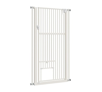 Blocca 140cm White Retractable Pet Gate w/ Walk Through Door