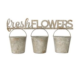 Bluebell Three Bucket Wall Planter Taupe