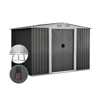 Boulder 258x178cm DoubleDoor Tool w/Metal Base Outdoor Shed