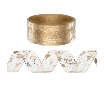 Holly Jolly 20M Christmas Ribbon Roll Bow Tree Decor Gold