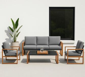 Bower 4 Piece Outdoor Lounge Set Dark Grey