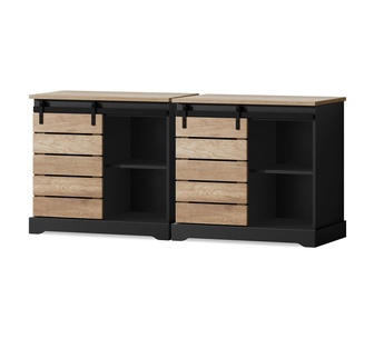 Set of 2 Brampton Black & Oak Buffet