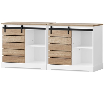 Set of 2 Brampton White & Oak Buffet