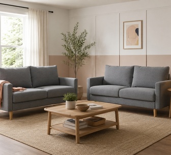 Set of 2 Brent 2 Seater Grey Sofa
