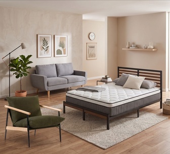 Brent Sofa Oslo Chair Trix Black Bed&Arla Double Mttress Set