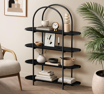 Brixley 4 Tier Black Arched Bookshelf