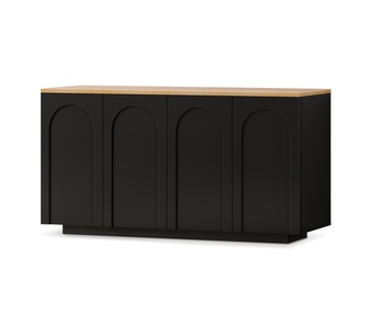 Bria 4 Door Black & Oak Buffet
