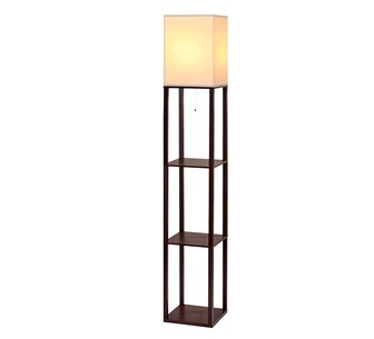BrightPop 3 Tier Walnut Vintage LED Floor Lamp