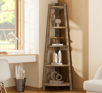 Brin Corner Ladder Shelf 5 Tier Natural