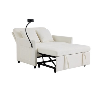 Bryle 2 Seater Beige Chenille 3-in-1 Convertible Sofa Bed