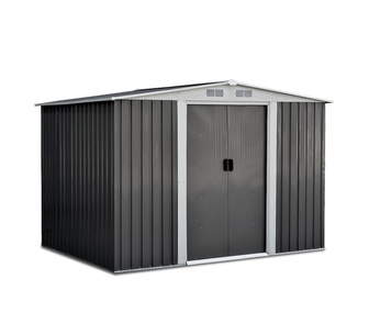 Boulder 258x178cm Grey Metal Sliding Door Outdoor Storage