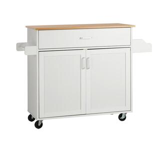 Buzzy White Natural Kitchen Trolley with Drawer & Towel Rack