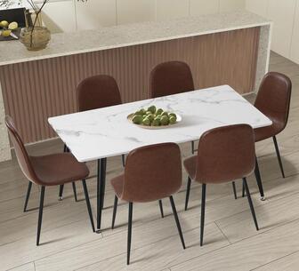 Cadman 6-Seater Dining Table and Chairs Set Brown