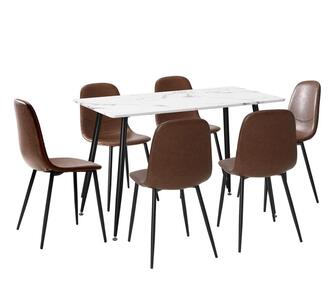 Cadman 6-Seater Dining Table and Chairs Set Brown