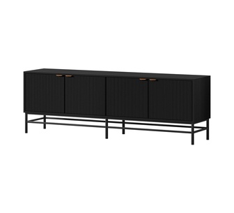 Cadenza 180cm 4 Door Black Fluted TV Unit