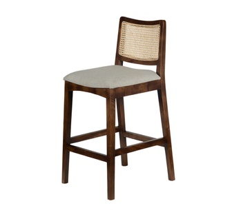 Caius 1 Seater Walnut Wooden Bar Stool w/ Cushioned Seat