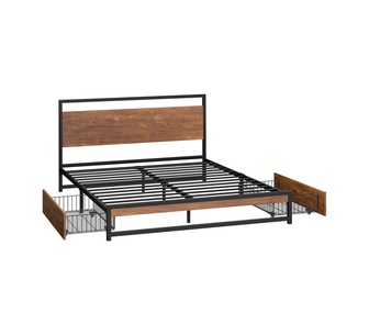 Calystria Double Black Metal Bed Frame with 2 Drawers
