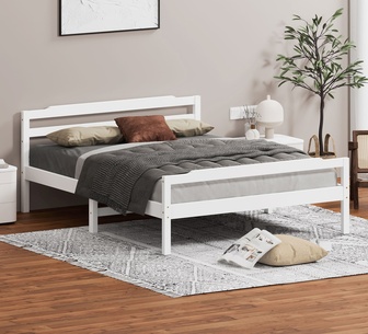 Cornelia Double White Pine Wood Bed Frame