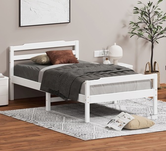 Cornelia King Single White Pine Wood Bed Frame