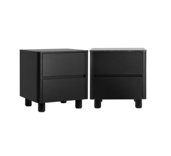 Set of 2 Calgary 2 Drawer Black Bedside Tables