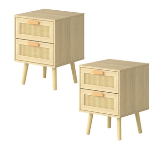 Set of 2 Calloway Natural 2 Drawer Bedside Table