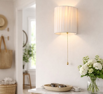 Calyx White Pull Cord Wall Light