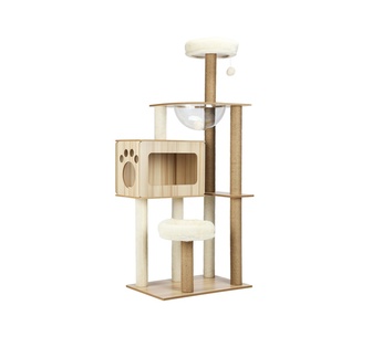 Calica 142cm Beige Wooden Cat Tree