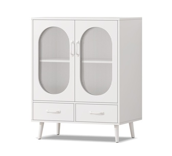 Canterbury 2 Fluted Door 2 Drawer White Buffet