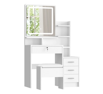 Caprice White Dressing Table Set with LED