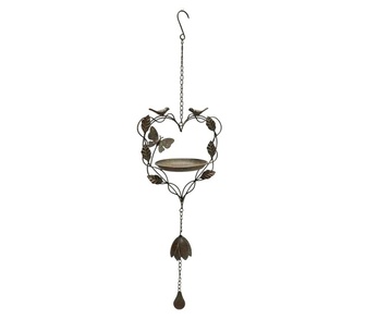 Carsan Green Iron Heart Birdfeeder Wall Hanging